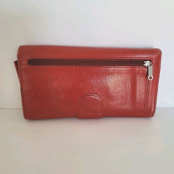 Bree Large Wallet Clutch Geniue Leather Red Card Bill Pen Key Holder Strap - Picture 2 of 13